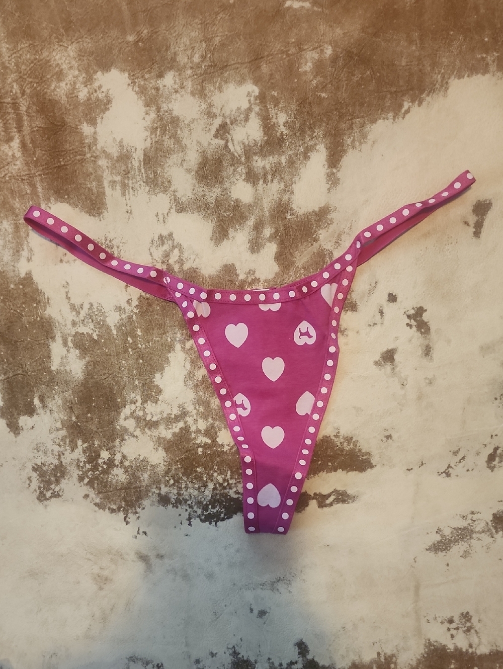 Pink VS Logo Cotton Micro Low Thong Panty. Medium